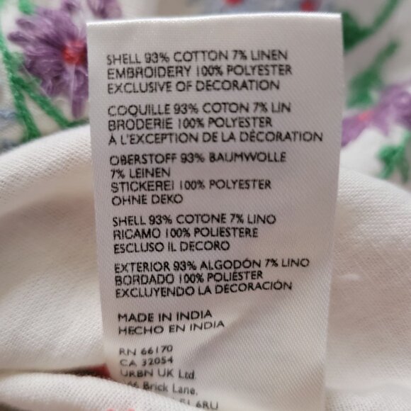 Free People Emma Embroidered Top Womens XS Boho Chic Floral Charming Garden - Picture 5 of 7